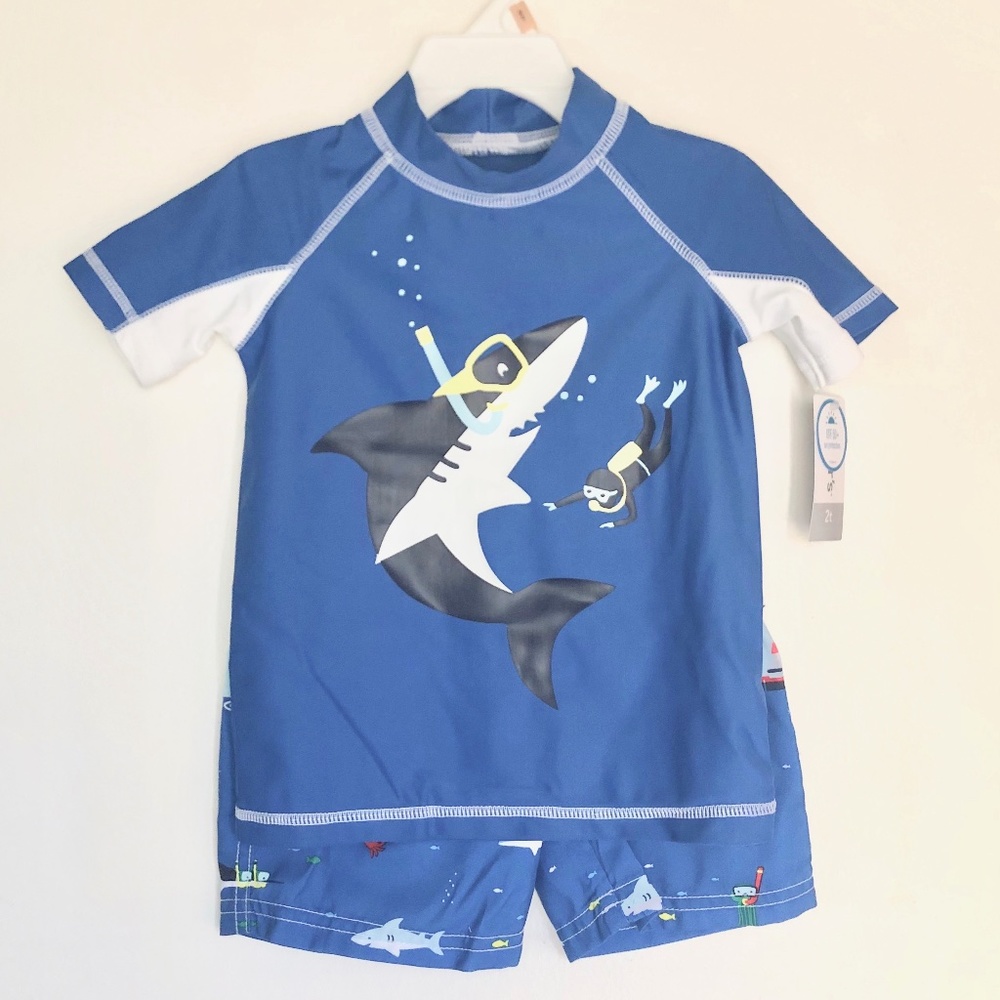 NWT Carter's Kids Rash Guard and Swim Trunk Set 2T